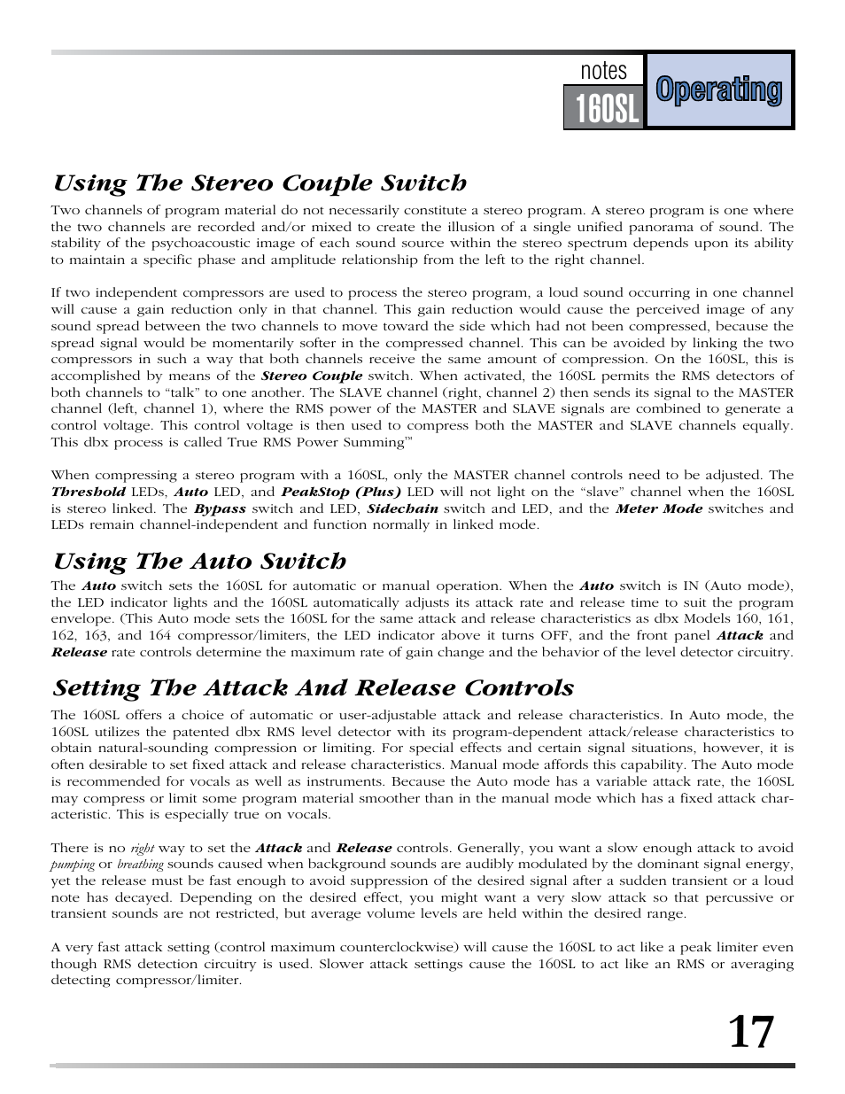 Series, 160s, 160sl | dbx 160SL User Manual | Page 21 / 32