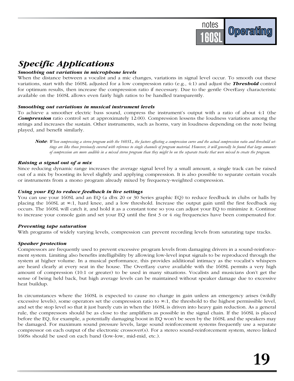 Series, 160s, 160sl | dbx 160SL User Manual | Page 23 / 32