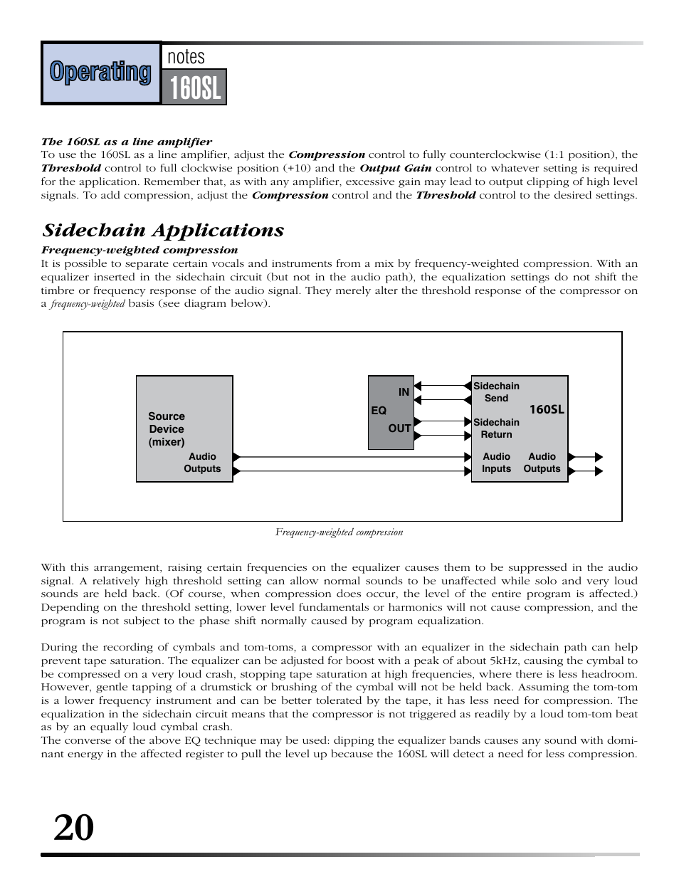 Series, 160s, 160sl | Operations, Technical, Manual, Connection, Connection installation installation, Introduction | dbx 160SL User Manual | Page 24 / 32