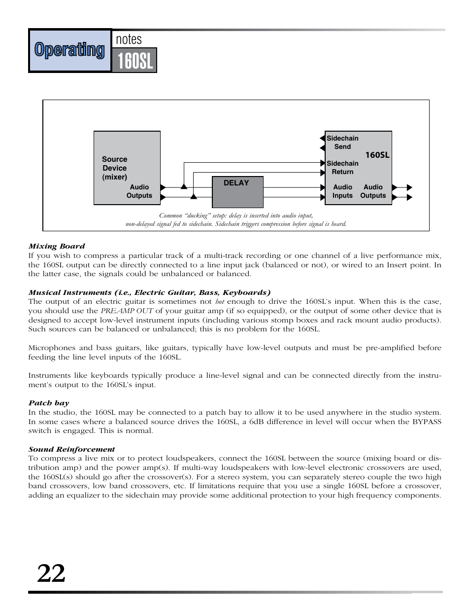Series, 160s, 160sl | Operations, Technical, Manual, Connection, Connection installation installation, Introduction | dbx 160SL User Manual | Page 26 / 32