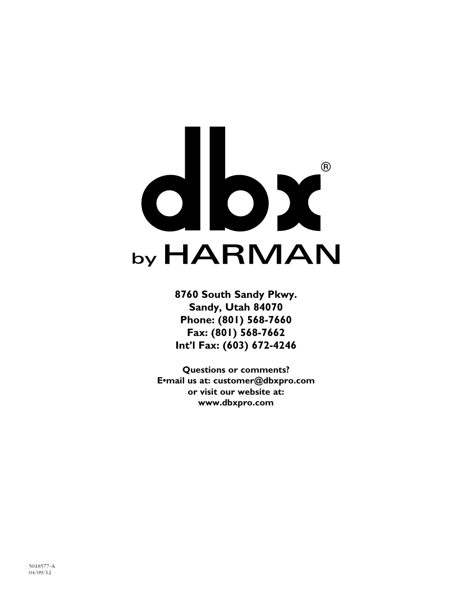 dbx 160SL User Manual | Page 32 / 32