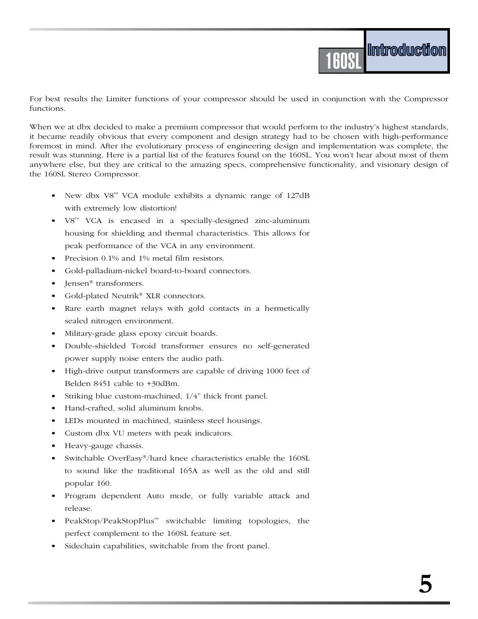 Series, 160s, 160sl | dbx 160SL User Manual | Page 9 / 32