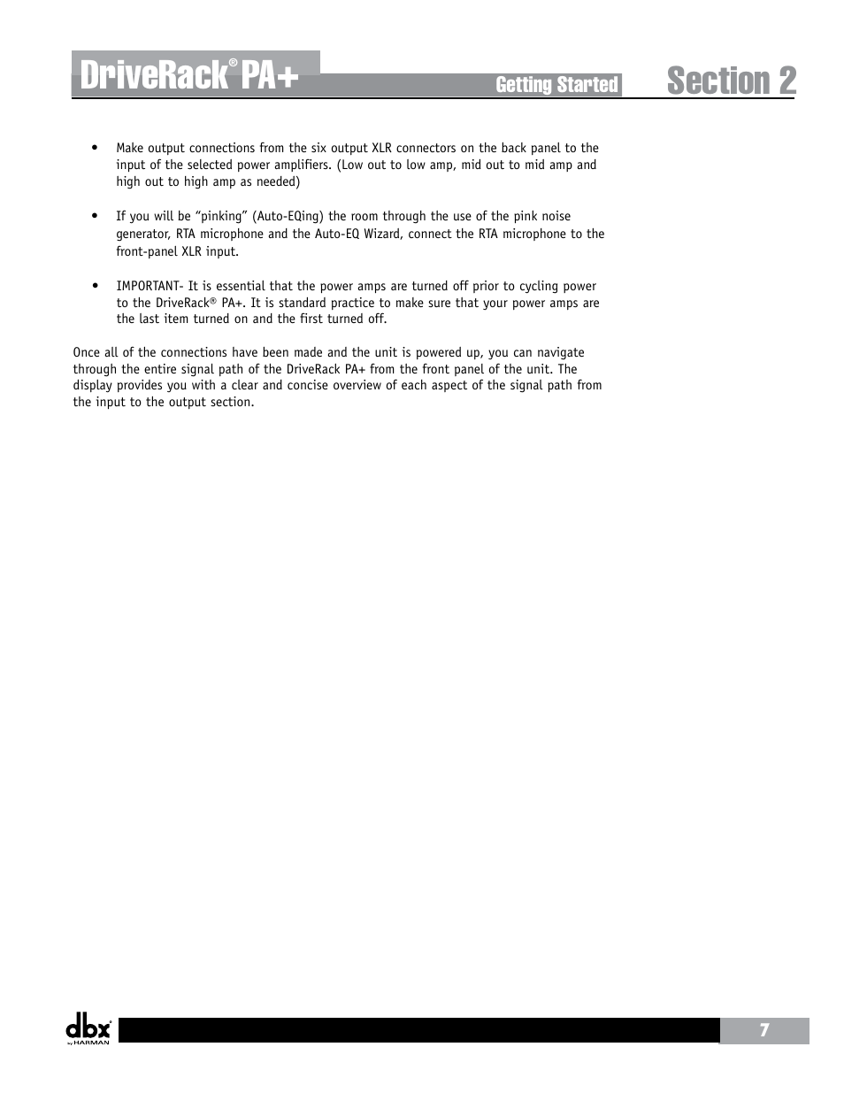Driverack | dbx DriveRack PA+ User Manual | Page 11 / 40