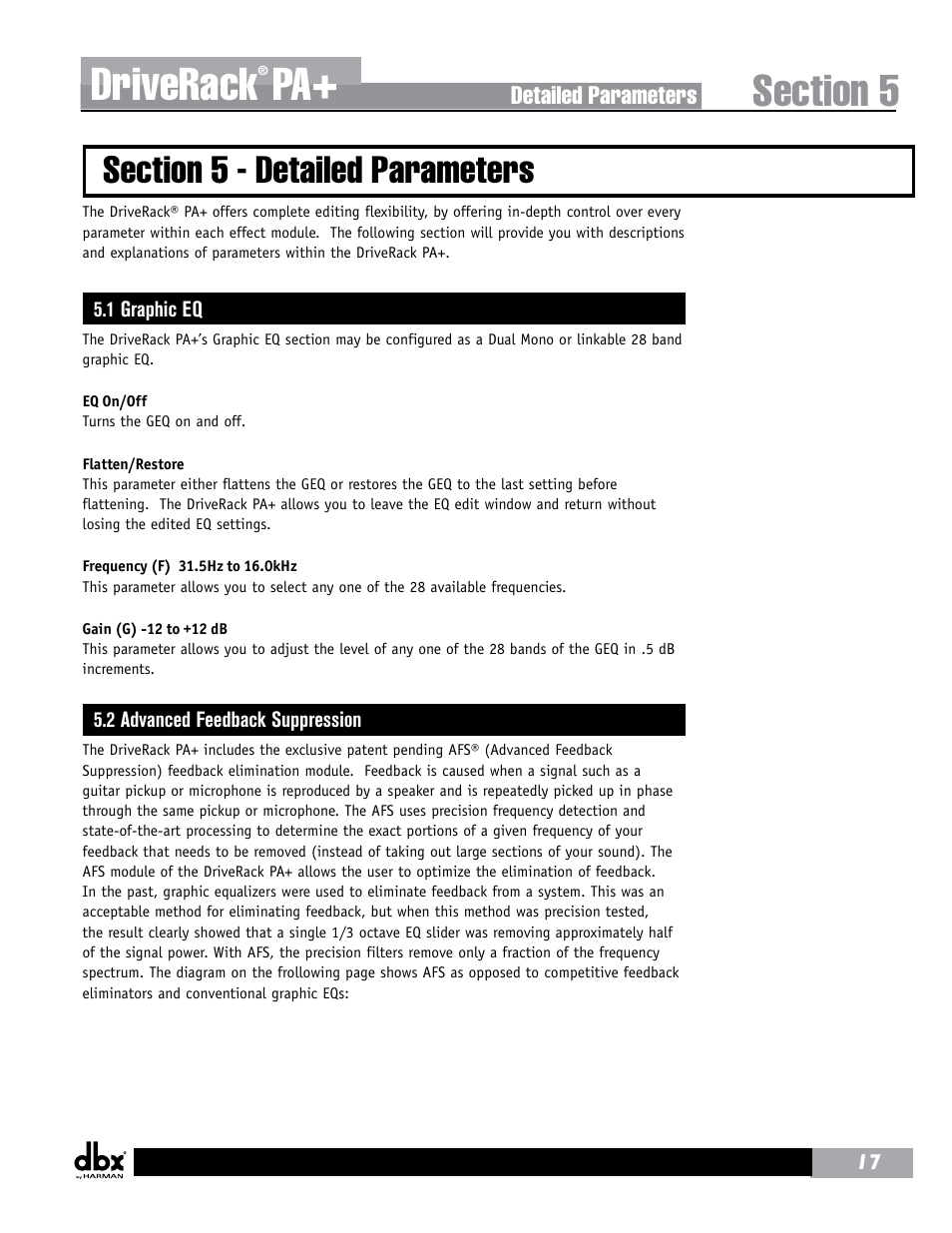 Driverack | dbx DriveRack PA+ User Manual | Page 21 / 40