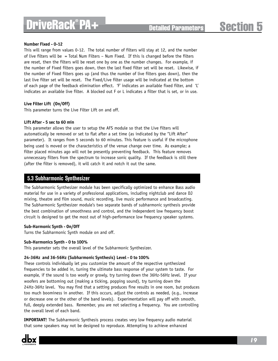 Driverack | dbx DriveRack PA+ User Manual | Page 23 / 40