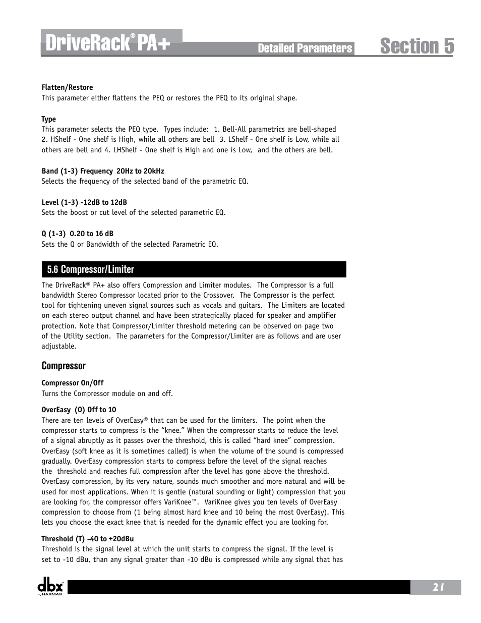 Driverack | dbx DriveRack PA+ User Manual | Page 25 / 40