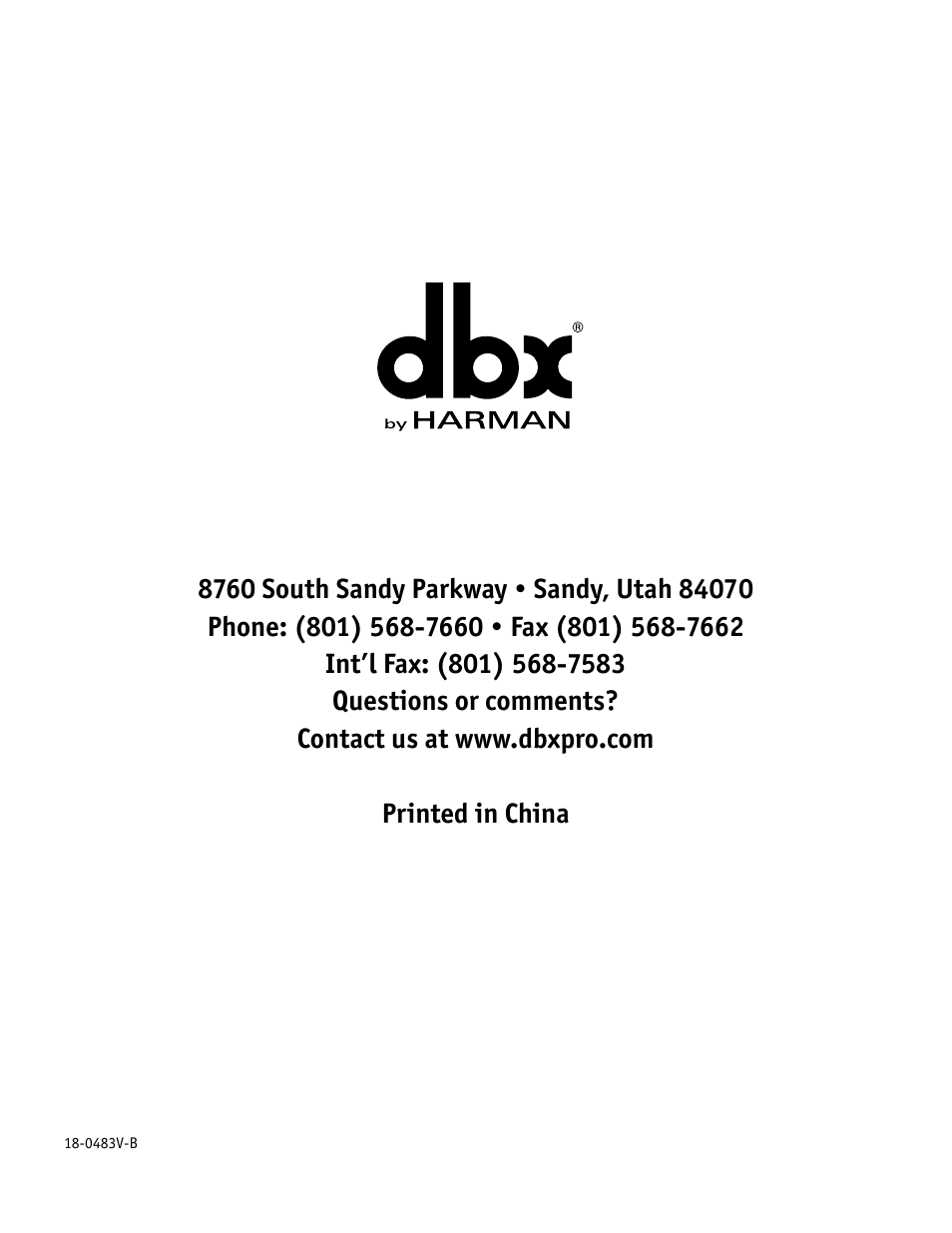 dbx DriveRack PA+ User Manual | Page 40 / 40