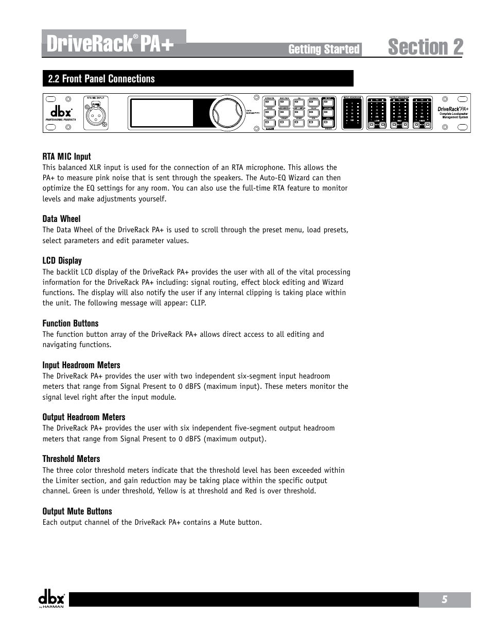 Driverack | dbx DriveRack PA+ User Manual | Page 9 / 40