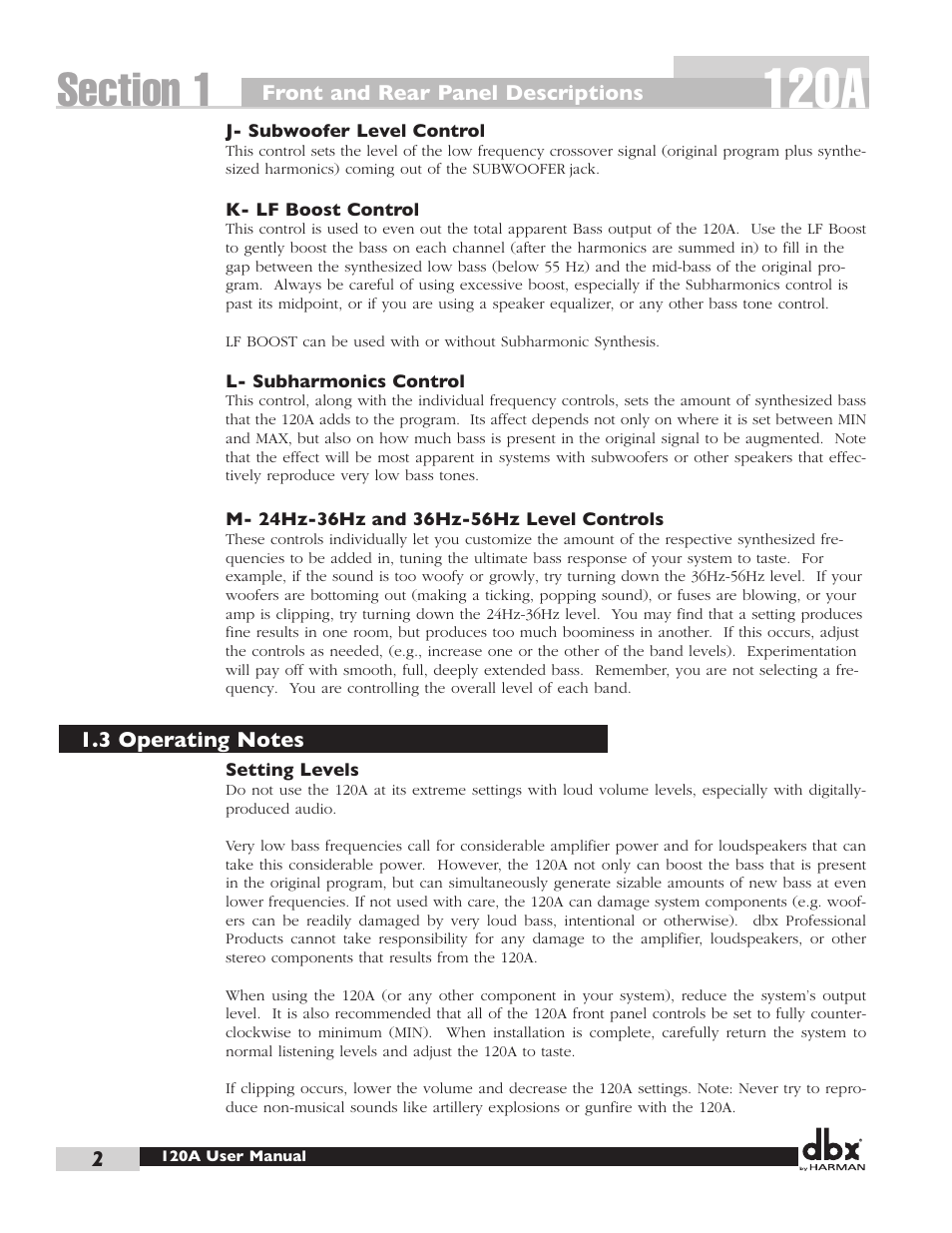 120a | dbx 120A User Manual | Page 10 / 16