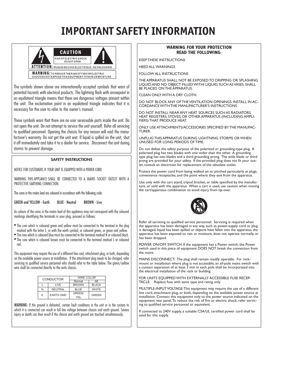 Important safety information | dbx 120A User Manual | Page 2 / 16