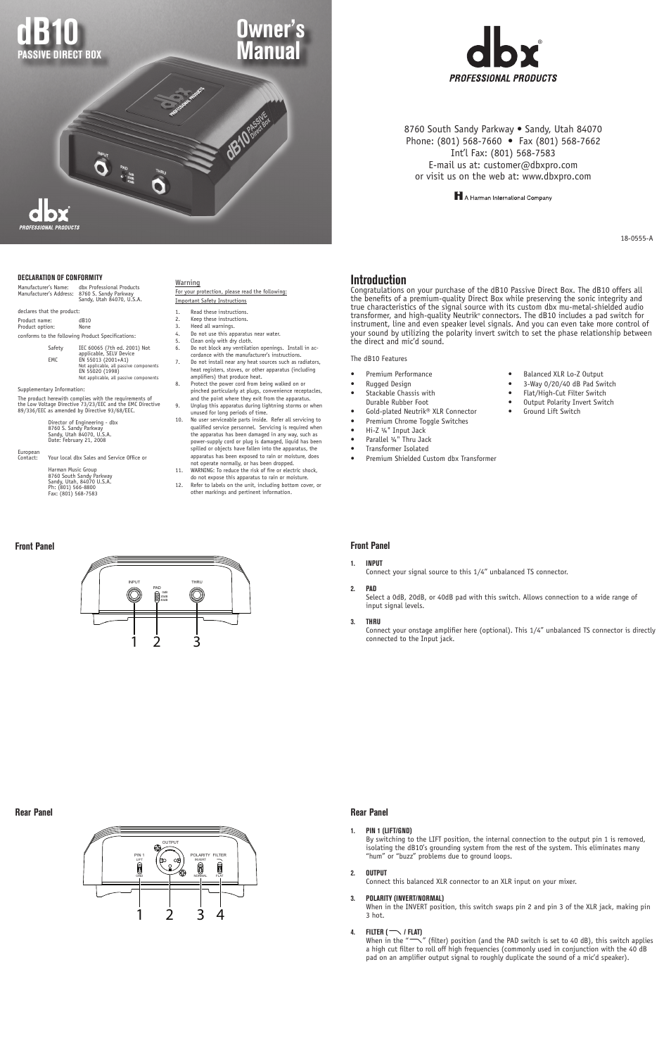 dbx db10 User Manual | 2 pages