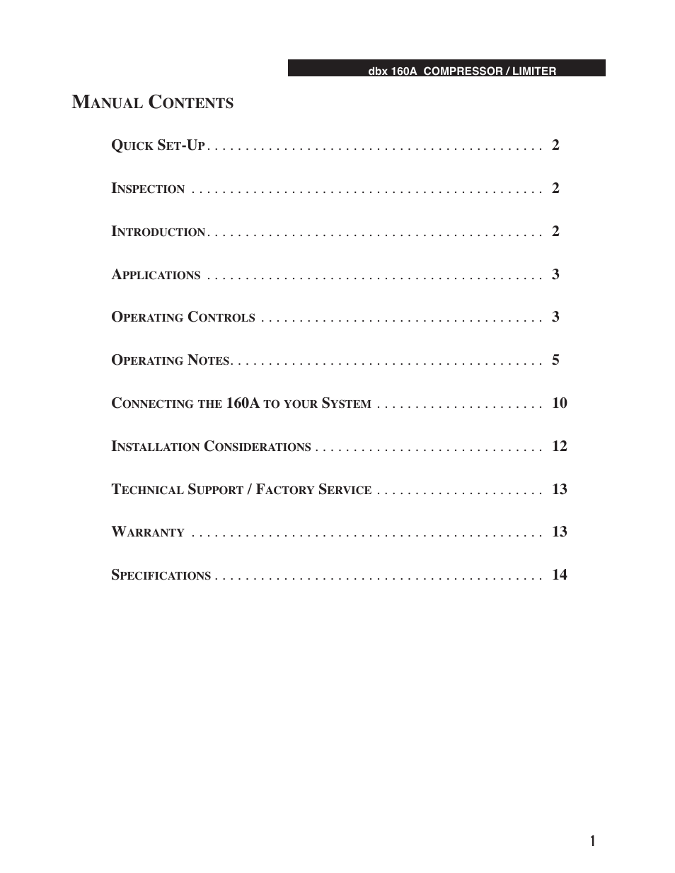 dbx 160A User Manual | Page 5 / 20