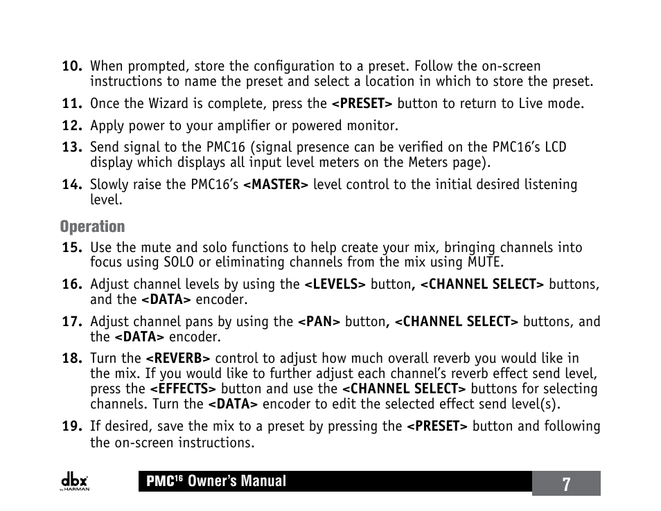 dbx PMC16 User Manual | Page 13 / 64
