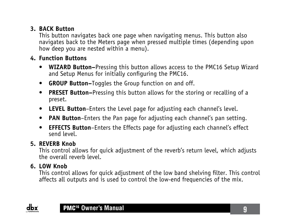 dbx PMC16 User Manual | Page 15 / 64