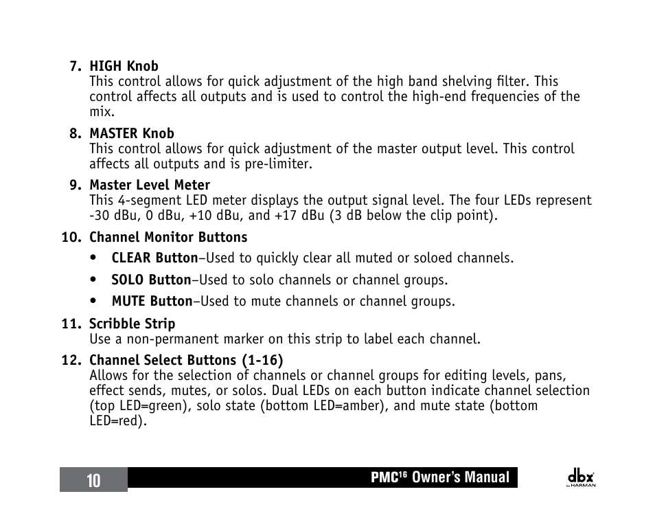 dbx PMC16 User Manual | Page 16 / 64