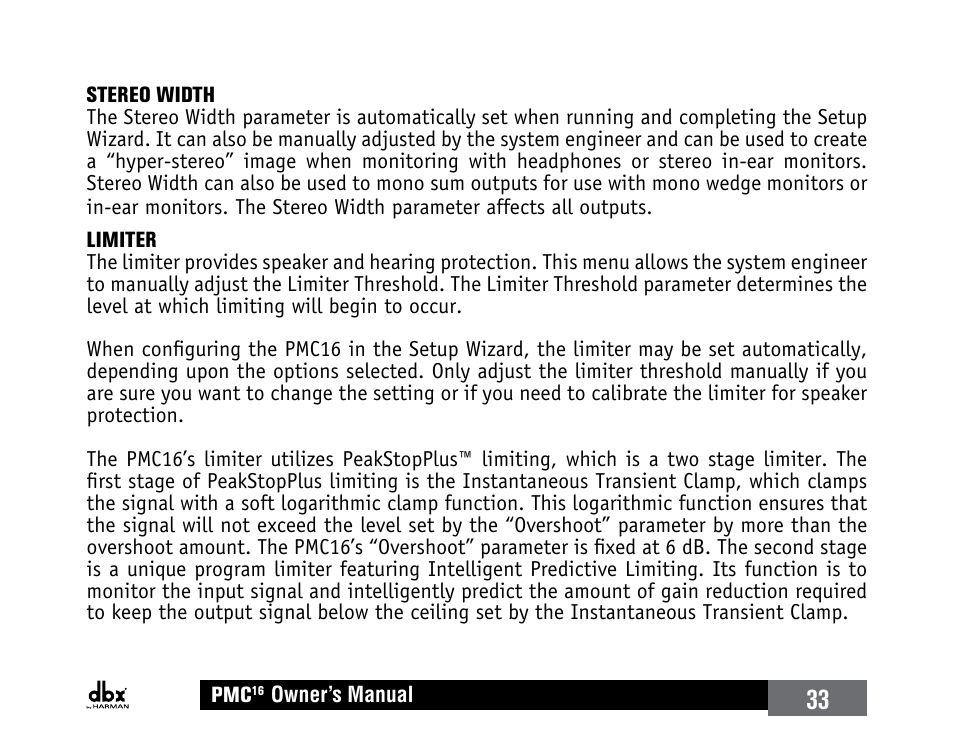 dbx PMC16 User Manual | Page 39 / 64