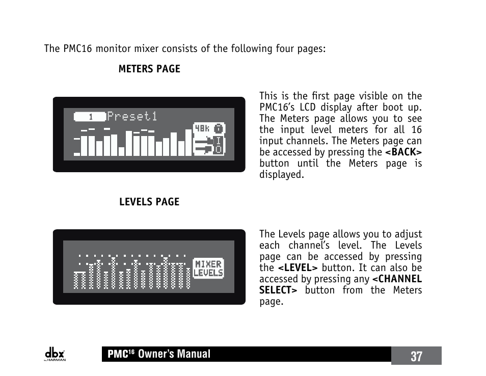 Preset1 | dbx PMC16 User Manual | Page 43 / 64