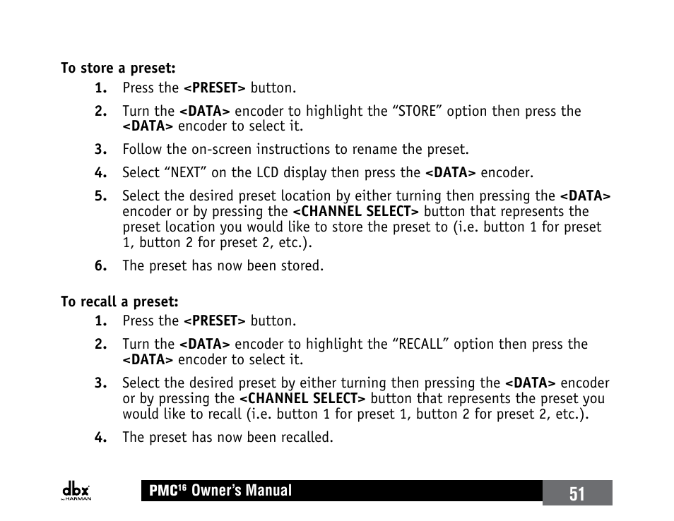 dbx PMC16 User Manual | Page 57 / 64