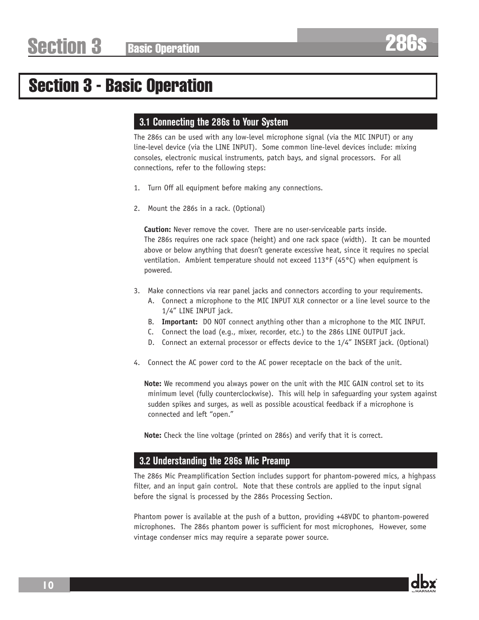 286s, Basic operation | dbx 286s User Manual | Page 14 / 28