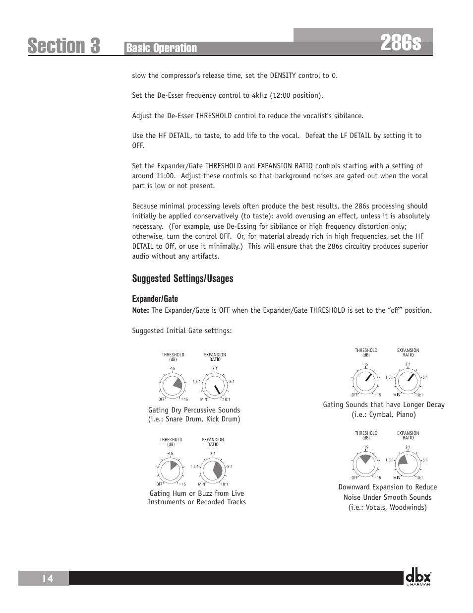 286s, Basic operation | dbx 286s User Manual | Page 18 / 28