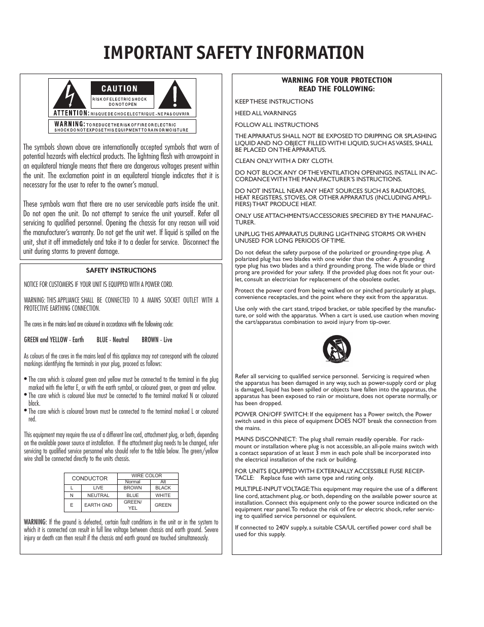 Important safety information | dbx 266xs User Manual | Page 2 / 16