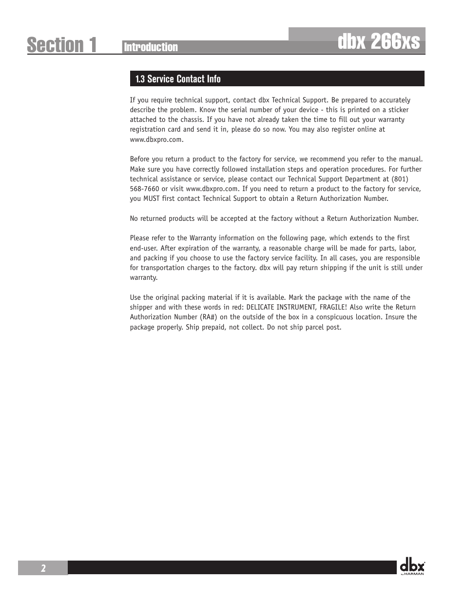 Dbx 266xs | dbx 266xs User Manual | Page 6 / 16