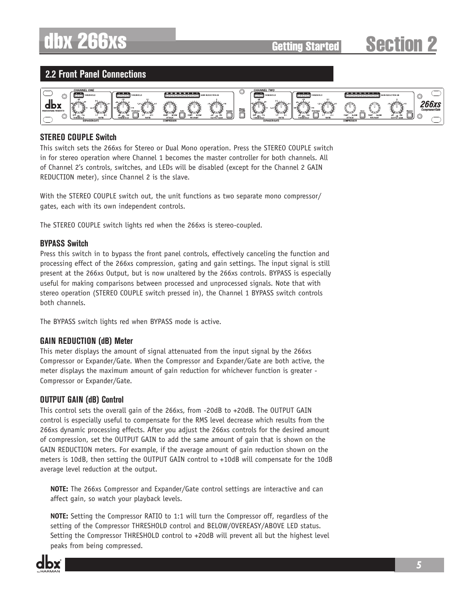 Dbx 266xs, Getting started | dbx 266xs User Manual | Page 9 / 16