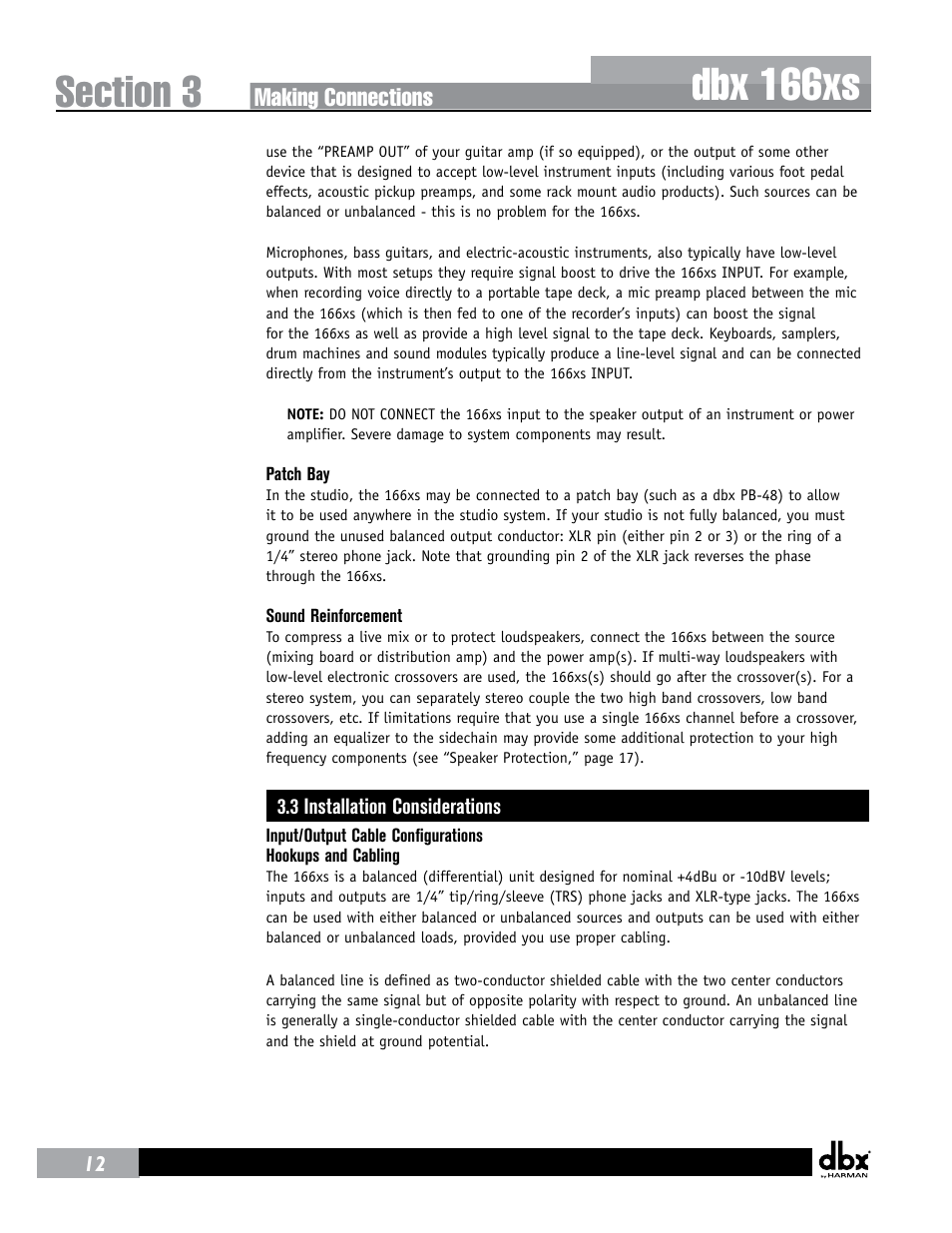 Dbx 166xs | dbx 166xs User Manual | Page 16 / 28