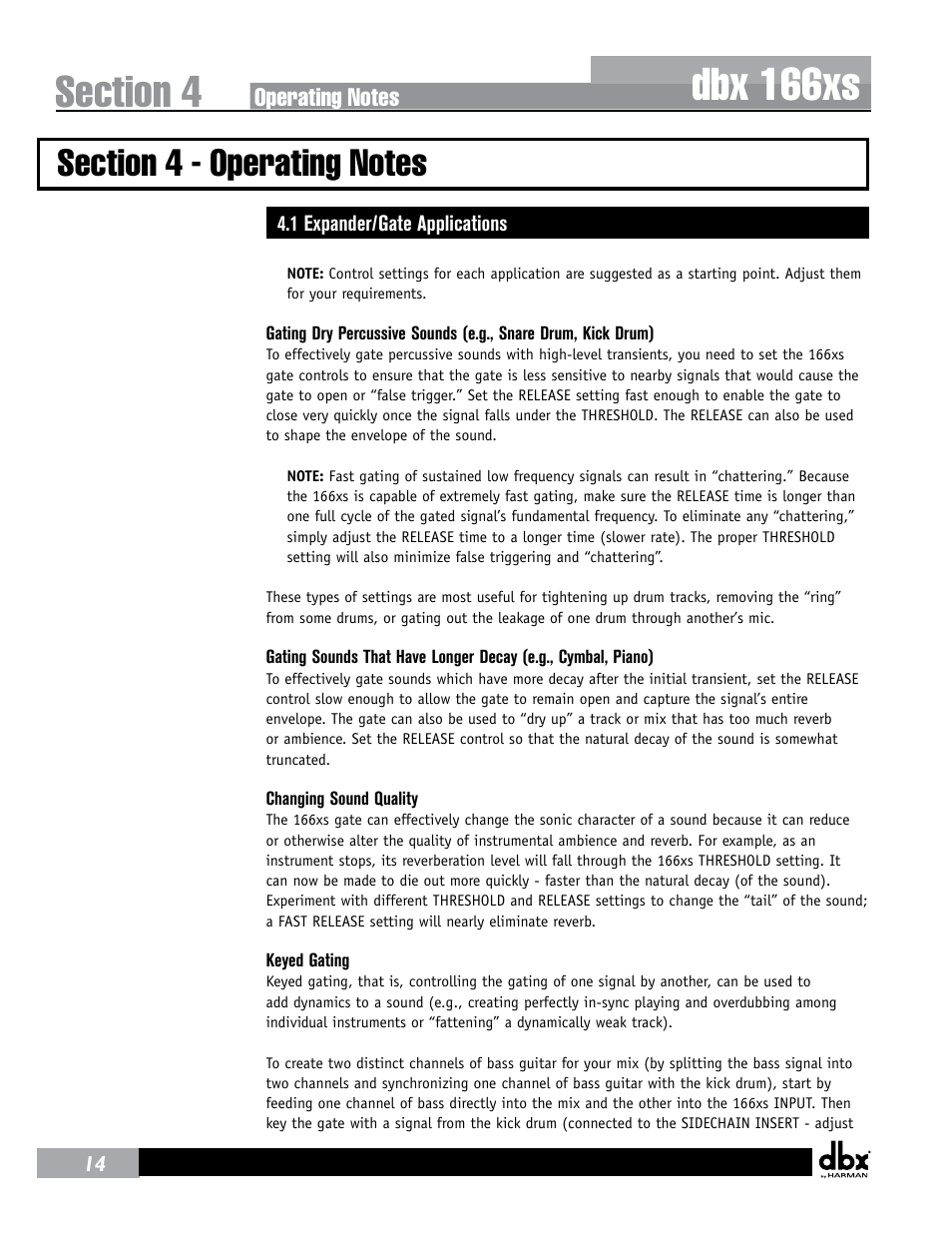 Dbx 166xs | dbx 166xs User Manual | Page 18 / 28