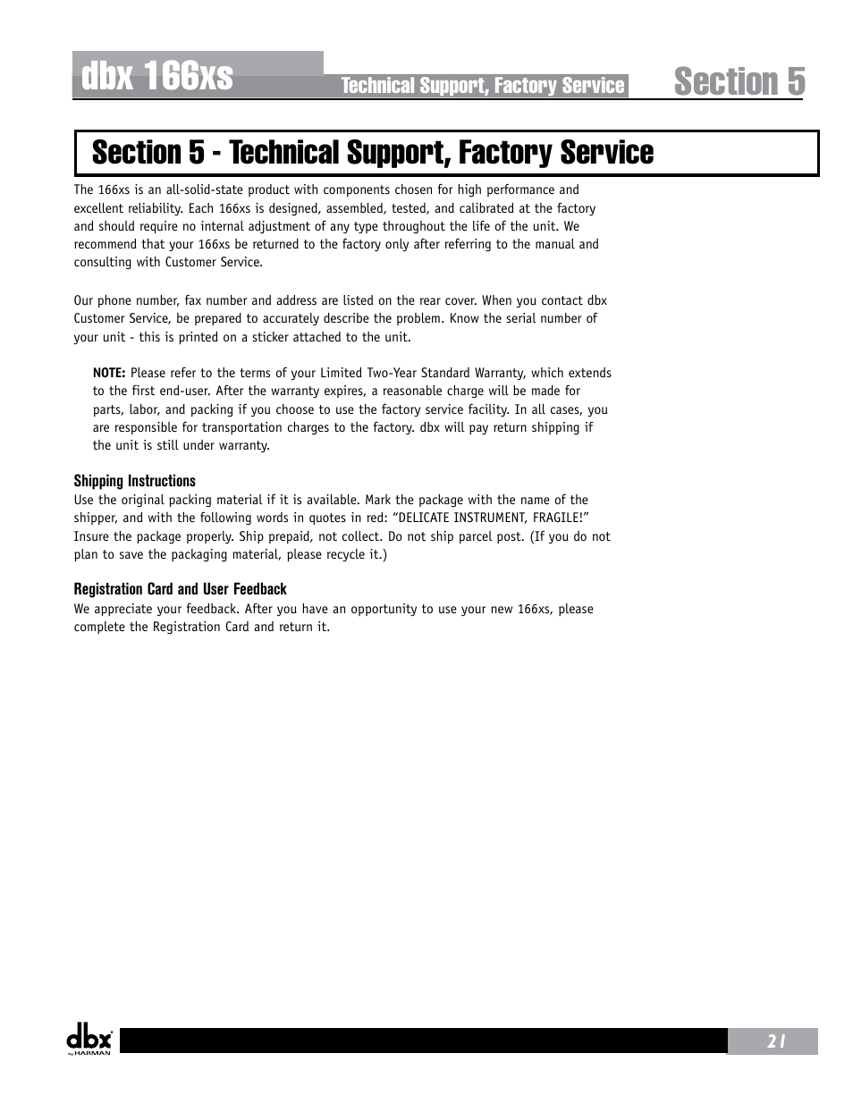 Dbx 166xs | dbx 166xs User Manual | Page 25 / 28