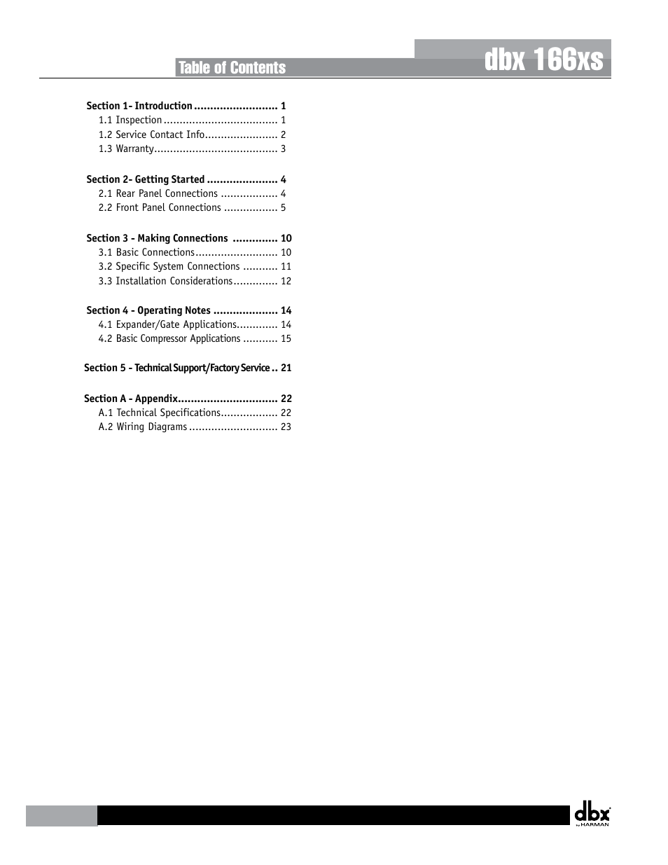 dbx 166xs User Manual | Page 4 / 28