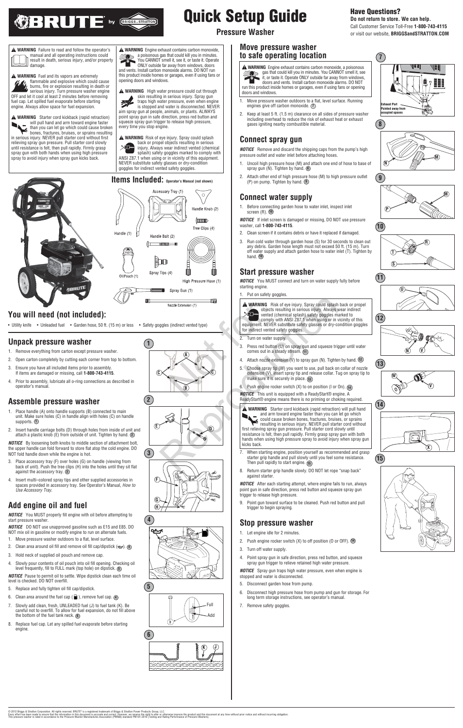 Brute 2800 PSI Pressure Washer User Manual | 2 pages