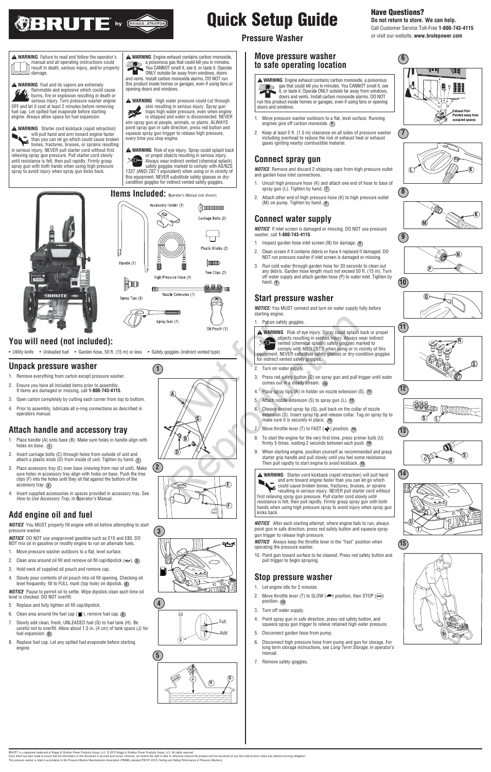 Brute 2200 PSI Pressure Washer User Manual | 2 pages