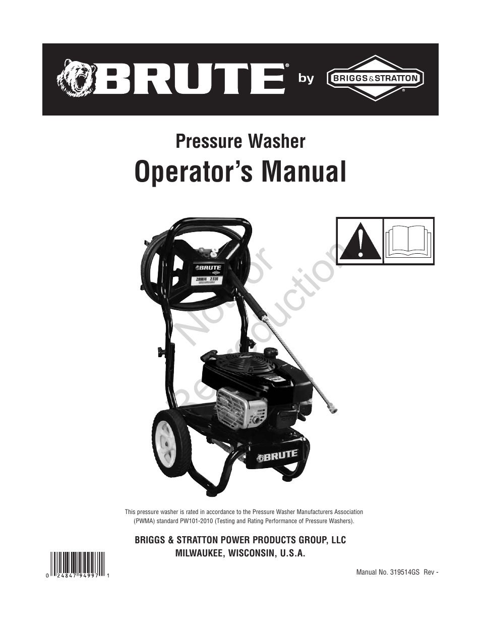 Brute 2800 PSI Pressure Washer User Manual | 56 pages