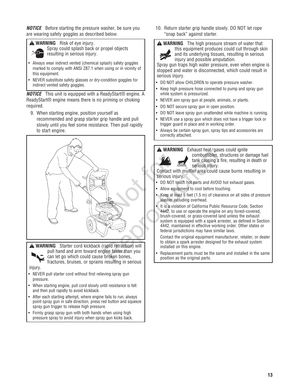 Not for reproduction | Brute 2800 PSI Pressure Washer User Manual | Page 13 / 56