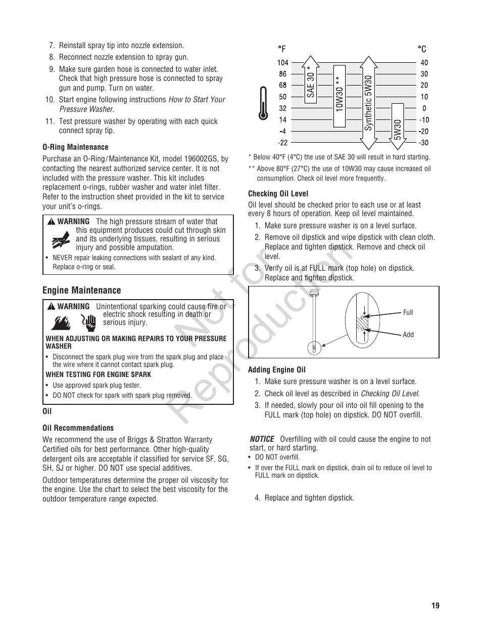 Not for reproduction | Brute 2800 PSI Pressure Washer User Manual | Page 19 / 56