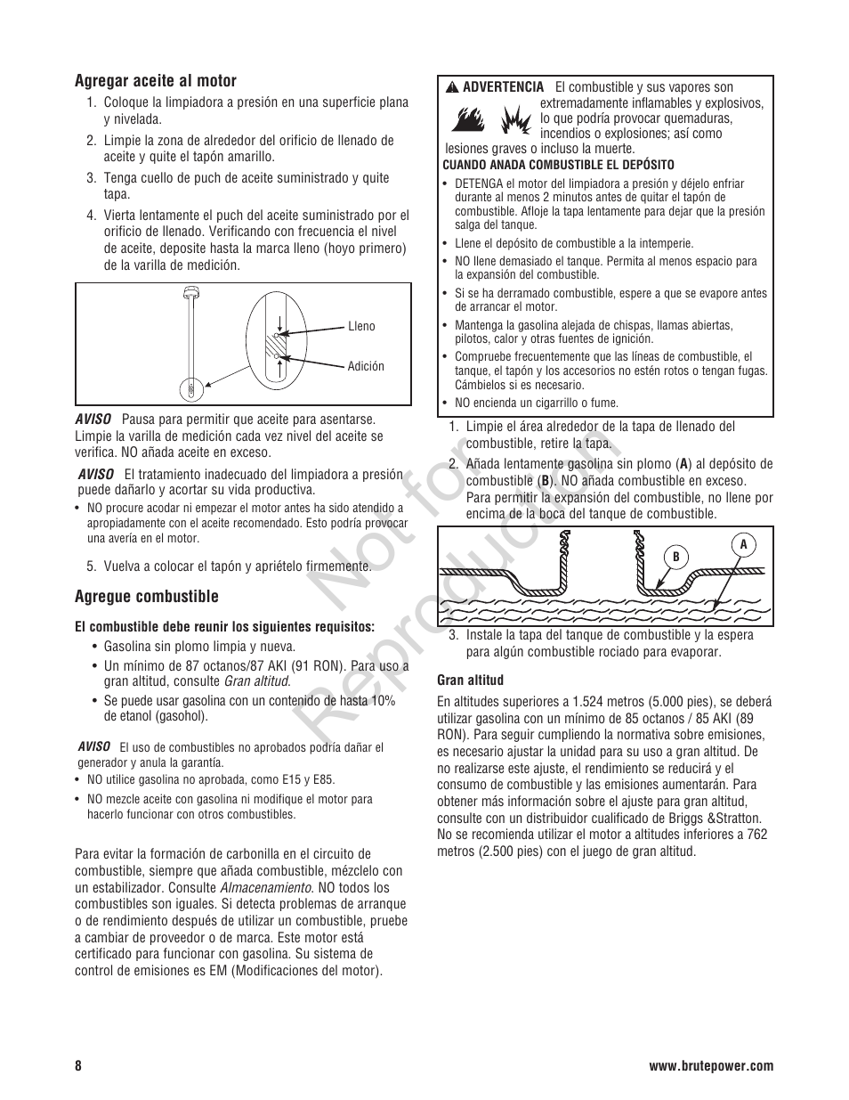 Not for reproduction | Brute 2800 PSI Pressure Washer User Manual | Page 36 / 56