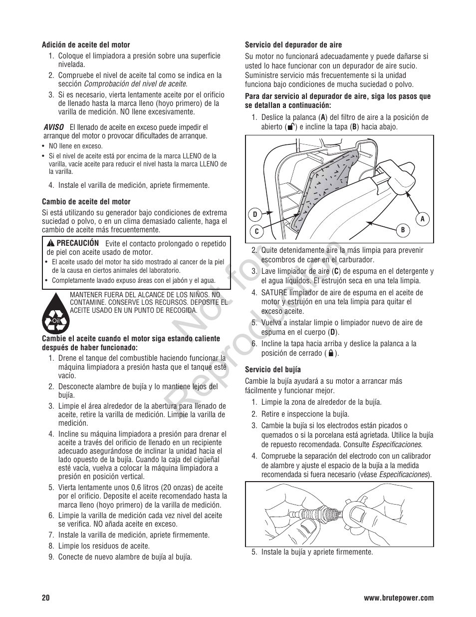 Not for reproduction | Brute 2800 PSI Pressure Washer User Manual | Page 48 / 56
