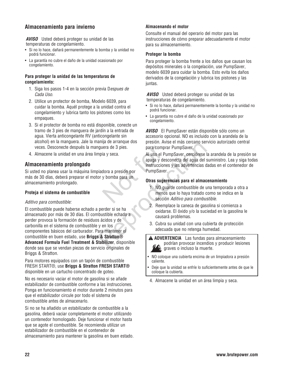 Not for reproduction | Brute 2800 PSI Pressure Washer User Manual | Page 50 / 56