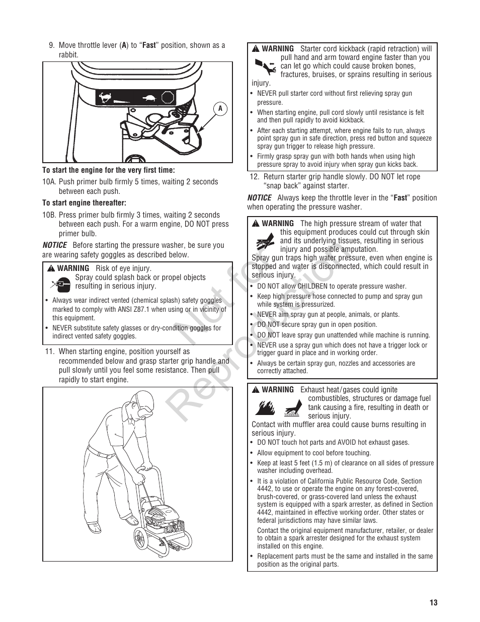 Not for reproduction | Brute 2200 PSI Pressure Washer User Manual | Page 13 / 56