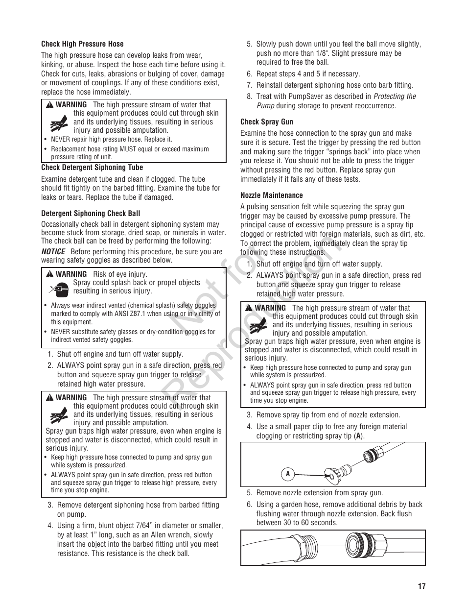 Not for reproduction | Brute 2200 PSI Pressure Washer User Manual | Page 17 / 56