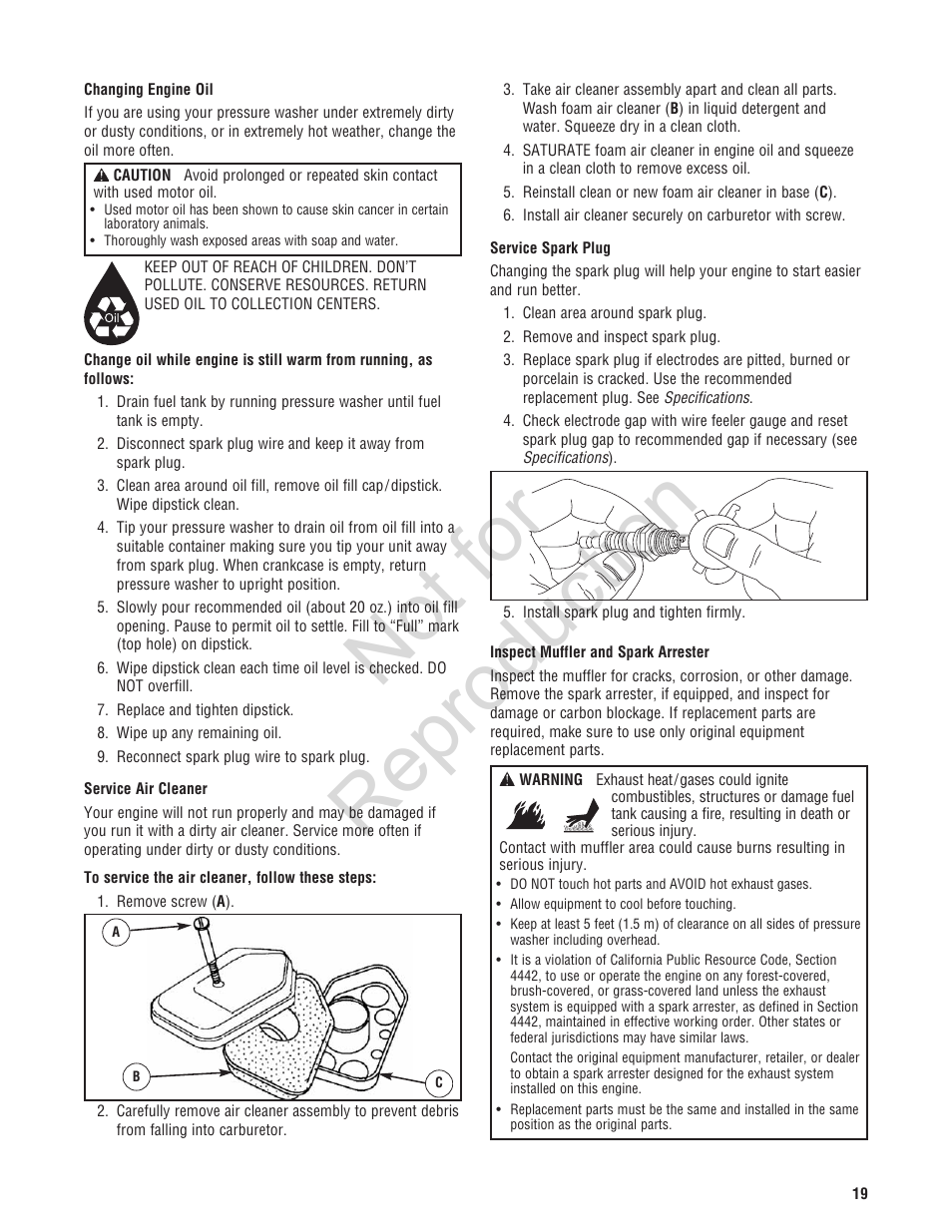 Not for reproduction | Brute 2200 PSI Pressure Washer User Manual | Page 19 / 56