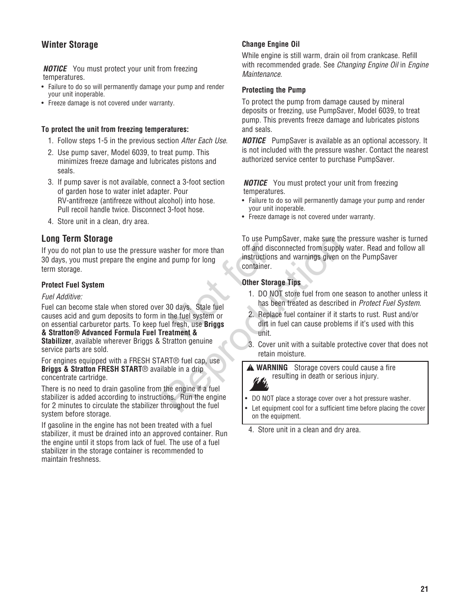 Not for reproduction | Brute 2200 PSI Pressure Washer User Manual | Page 21 / 56