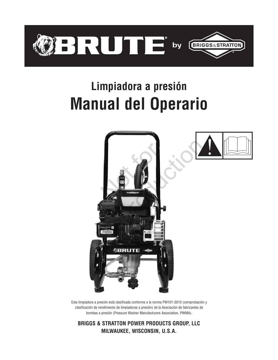 Not for reproduction, Manual del operario | Brute 2200 PSI Pressure Washer User Manual | Page 29 / 56