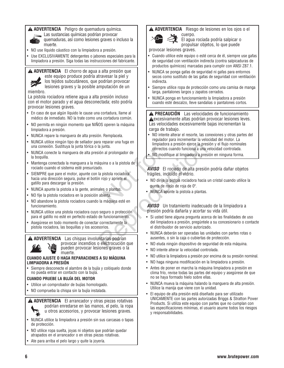 Not for reproduction | Brute 2200 PSI Pressure Washer User Manual | Page 34 / 56