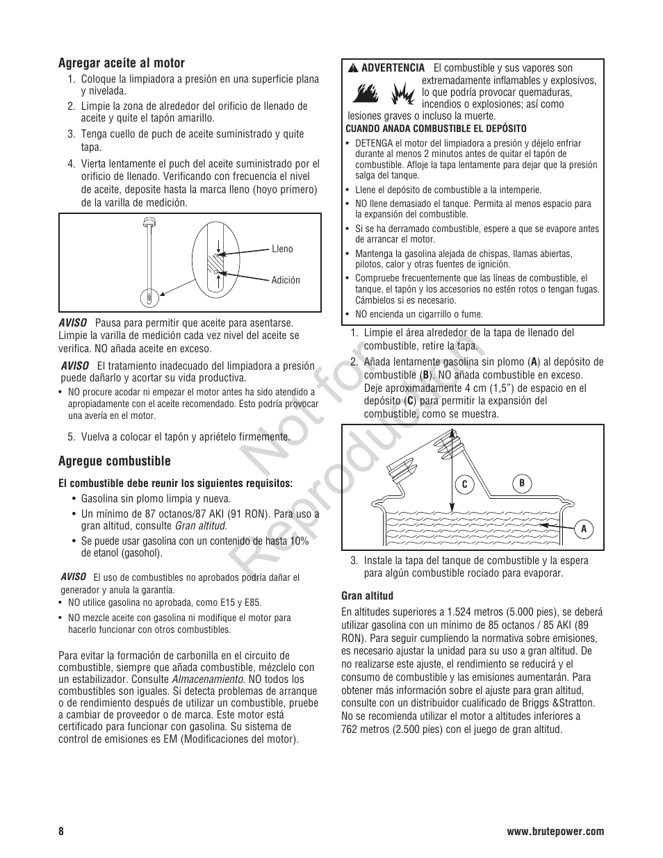 Not for reproduction | Brute 2200 PSI Pressure Washer User Manual | Page 36 / 56