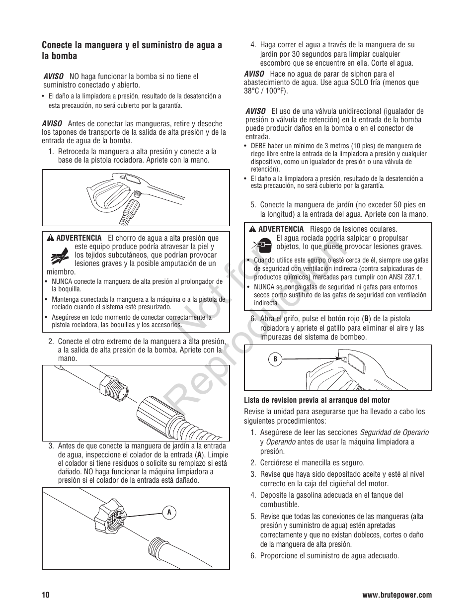 Not for reproduction | Brute 2200 PSI Pressure Washer User Manual | Page 38 / 56