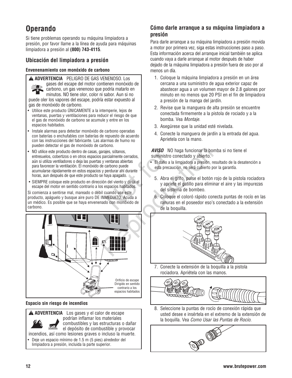Not for reproduction, Operando | Brute 2200 PSI Pressure Washer User Manual | Page 40 / 56