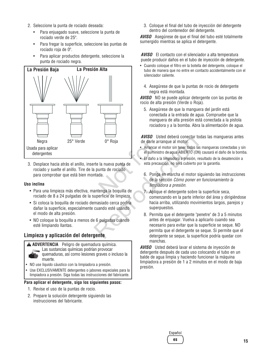 Not for reproduction | Brute 2200 PSI Pressure Washer User Manual | Page 43 / 56