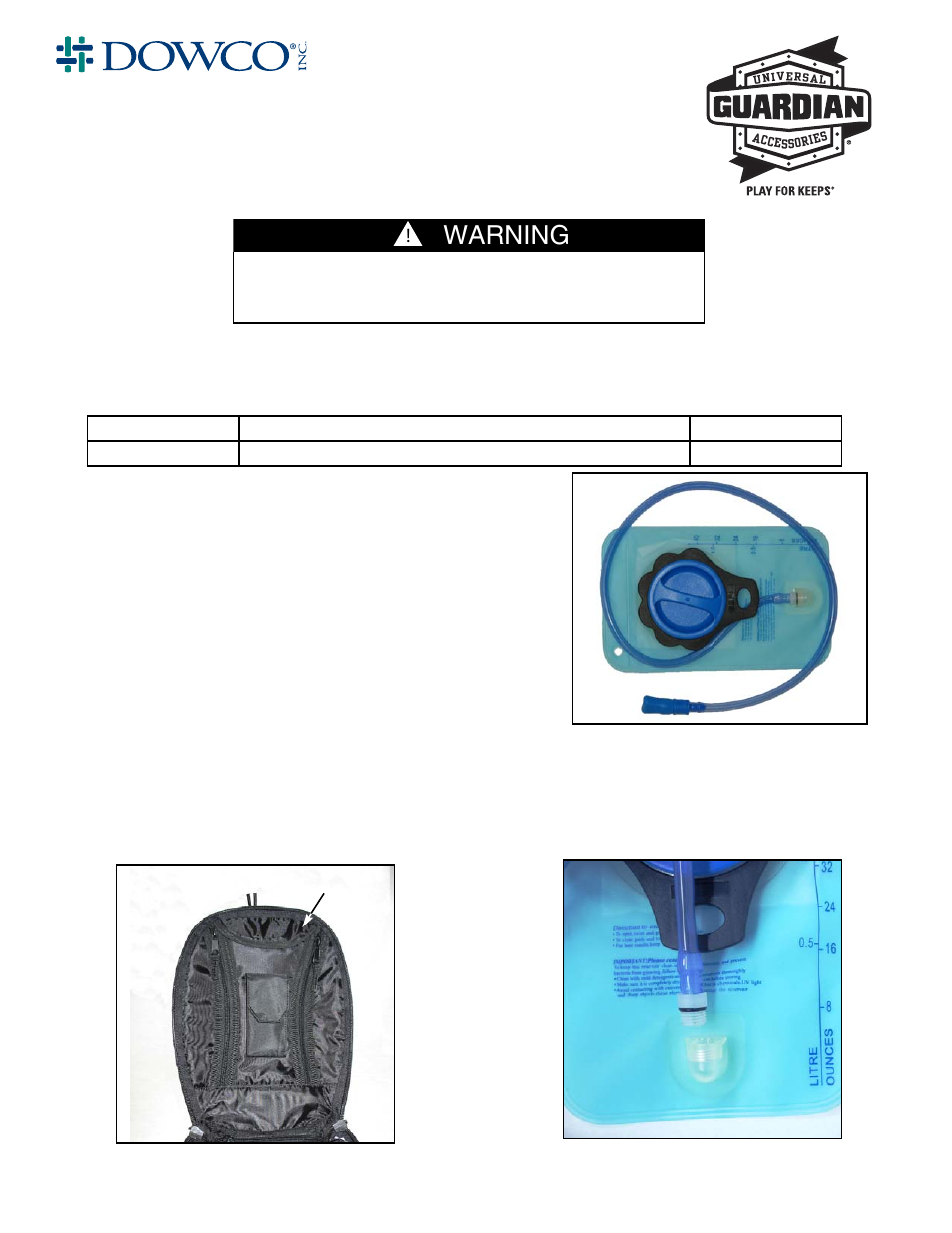 Dowco Power Sports Fastrax Hydration Bladder User Manual | 2 pages